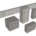 Old Damaged Stone Concrete Stone Pier Industrial Wind Stone Pier Modern Column Cement Member Damaged Cement Column 3d model