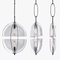 Modern Glass Pendant Lights With Spherical Oval Shapes And Metal Frame Design