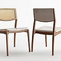 Modern Wooden Dining Chairs Featuring Woven And Fabric Backrests With Upholstered Light Seats