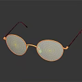 Round Eyeglasses With Gold Frame And Brown Temple Arms On Reflective Black Surface