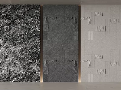 Stylish Wall Panels with Textured Surfaces Geometric Patterns and Metallic Edges in Dark Light Tones 3d model