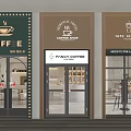 Coffee Shop Storefronts with Glass Double Doors Exterior Design and Signage