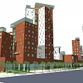 Modern Urban Architectural Complex With High Rise Buildings And Green Roof Design