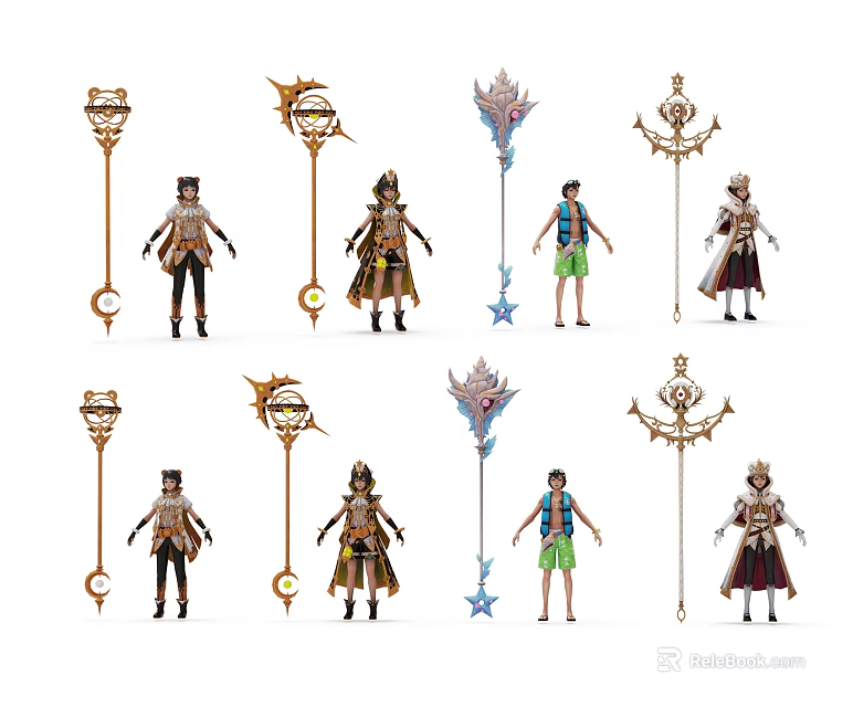 Game and Movie Characters With Detailed Design Varied Outfits and Unique Weapons 3d model 
