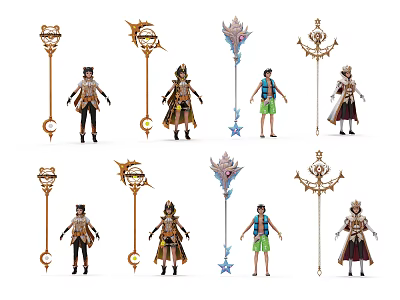 Game and Movie Characters With Detailed Design Varied Outfits and Unique Weapons 3d model