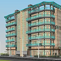 Modern Hotel Building Exterior With Glass Curtain Wall Balconies And Greenery