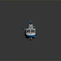 Blue and White Helicopter With Rotating Rotor Creating Yellow Ring Effect Against Dark Background 3d model