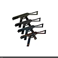 Modern Tactical Assault Rifles With Various Colorful Designs And American Flag Patterns