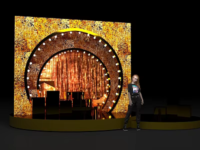 Popular Photo Check in Spot With Golden Circular Arch And String Lights Decoration 3d model