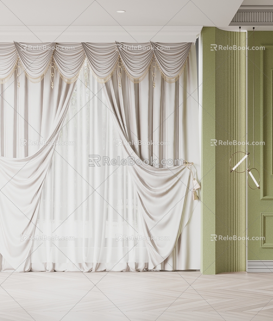 French curtain gauze curtain 3d model