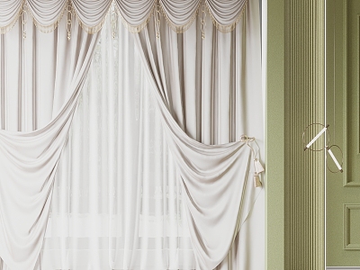 French curtain gauze curtain 3d model