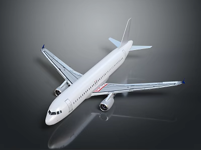 White Passenger Airplane Model With Twin Engines Sleek Wings And Reflective Surface 3d model