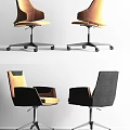 Modern Office Chair With Yellow Black Upholstery Armrests And Rolling Wheels