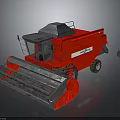 Red Combine Harvester With Front Cutting Header And Cab Agricultural Machinery
