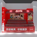 Coca-Cola Themed Display Shelf With Red Awning And Arranged Bottled Drinks 3d model