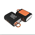 JBL Portable Speakers with Black and Orange Design and Carabiner Loop for Outdoor Use