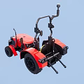 Red Tractor Model With Black Wheels And Machinery In Open Field 3d model