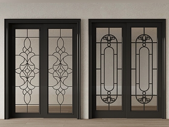 double open glass door 3d model