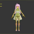 Anime Style Maid Character 3D Model With Pink Dress And White Apron