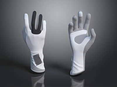 White and Gray Gloves Featuring Grip Palm Design and Breathable Panels for Sports Use 3d model