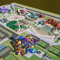 Children's Playground With Adventure Structures Water Pools Colorful Slides Green Lawns And Safe Paths