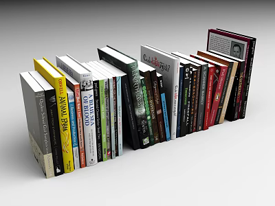 Colorful Books Collection Arranged In Row With Various Covers And Spines 3d model