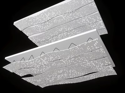 Modern Ceiling Design Featuring Wavy Patterns Recessed Lights And Decorative Dots 3d model