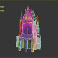 Gothic Style Stone Building With Spires Stained Glass Windows And Arched Doorways