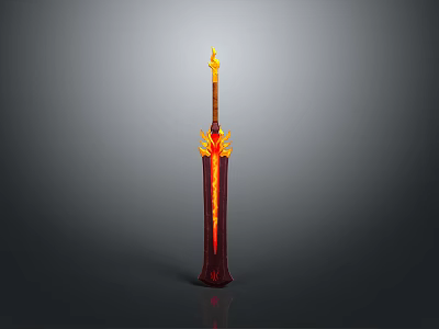 Fiery Flaming Sword Weapon Featuring Red Orange Blade And Decorative Hilt 3d model