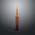 Fiery Flaming Sword Weapon Featuring Red Orange Blade And Decorative Hilt