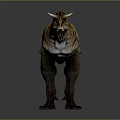 Realistic Horned Dinosaur 3D Model In Standing Pose With Open Mouth And Spotted Skin