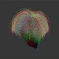 Game Movie Character 3D Head Model With Red Gradient Hair And Gray Background