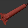 Detailed White Rocket Model With Red Top Fins Thruster And Structure 3d model