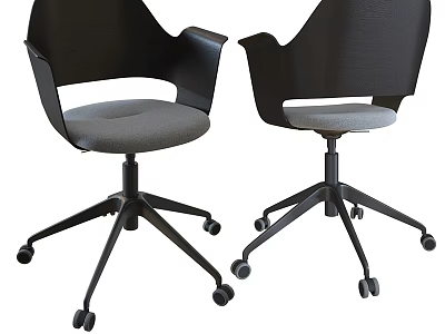 Modern Office Chair with Black Frame Gray Cushion and Five Star Caster Base 3d model
