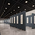 Modern Art Design Exhibition Space With Display Panels And Framed Artworks