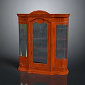Mahogany Display Cabinet With Glass Doors And Drawers For Living Room