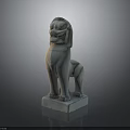 Ancient Style Stone Lion Statue Standing On Square Base Mythical Creature Sculpture