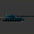 3D Teal Camouflage Tank Model With Turret Cannon And Equipment