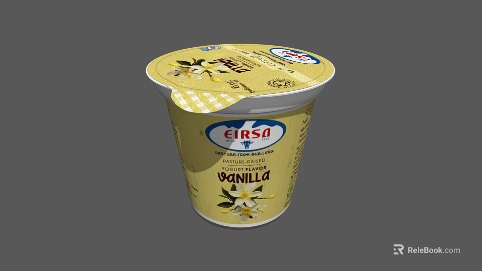 EIRSA Creamy Vanilla Yogurt In Single Serve Cup With Vanilla Pod Design 3d model 
