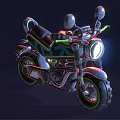 Modern Black Motorcycle With Neon Green Accents LED Headlight And Futuristic Design
