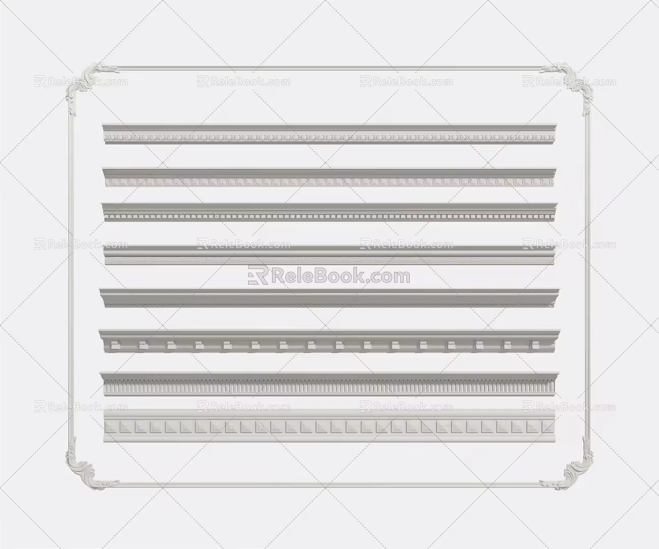 European-style Corner Line Carved Corner Line 3d model