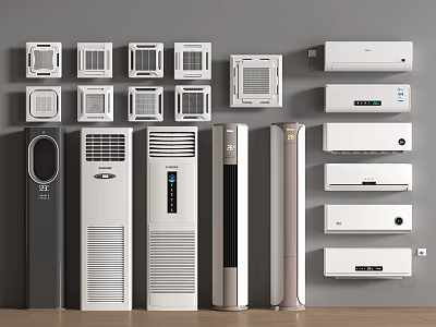 Assorted Air Conditioners and Fans with Wall Mounted Floor Standing and Built In Designs 3d model