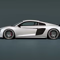 Silver Audi R8 Two Door Sports Car With Sleek Exterior And Alloy Wheels