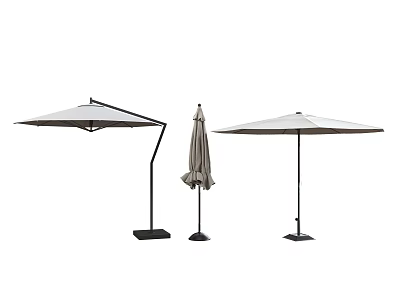 Durable Beige Outdoor Umbrellas Set With Tilting And Standard Designs For Patio Shading 3d model