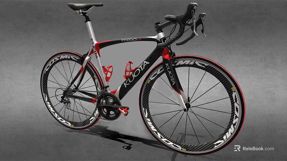 Black White Red KROTA Road Bike With Aerodynamic Carbon Fiber Frame And SIMAX Wheels 3d model 