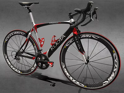Black White Red KROTA Road Bike With Aerodynamic Carbon Fiber Frame And SIMAX Wheels 3d model