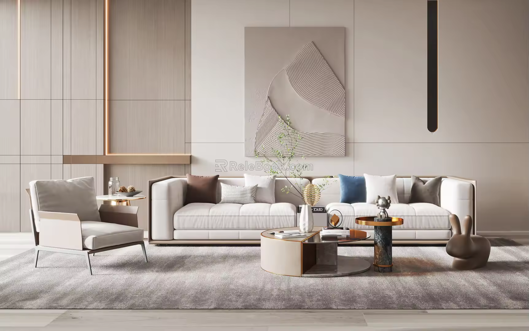 Modern sofa coffee table combination 3d model