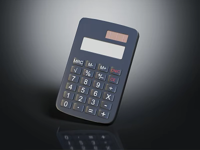 Solar Powered Electronic Calculator With Function Buttons Numeric Keys And Display Screen 3d model