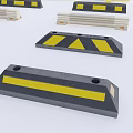 Public Traffic Safety Facilities With Yellow Black Striped Barriers And Speed Bumps