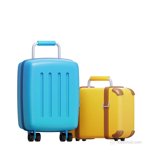 Colorful Travel Suitcases With Wheels And Handles For Luggage Storage 3d model 